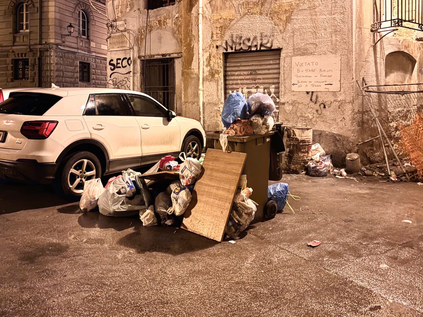 Where you put the trash in the evening